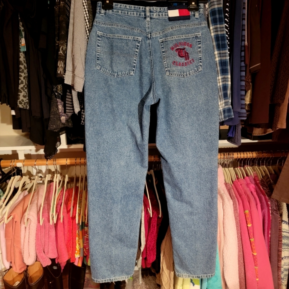 TOMMY HILFIGER ♡ Sweet Vintage Denim Embroidered HILFIGER CLASSICS Blue Jeans 10